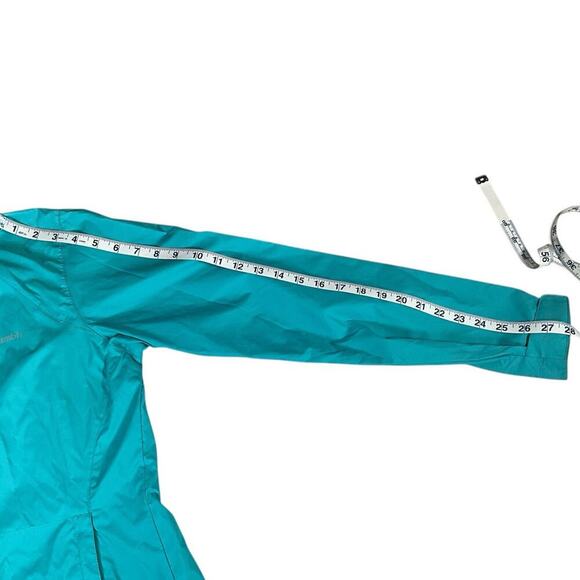 Columbia Womens Small Hide Hooded Windbreaker Rain Jacket Turquoise Lightweight - Picture 11 of 14